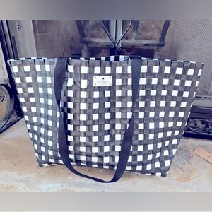 Kate Spade Shore Street Margarita Checker Tote Black White NWOT Large